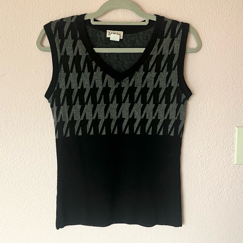 Vintage 90s Y2K 2000s houndstooth sweater vest